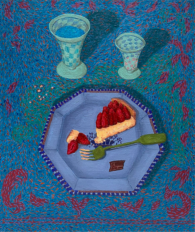 Peinture Hortense Laurent, tarte aux fraises